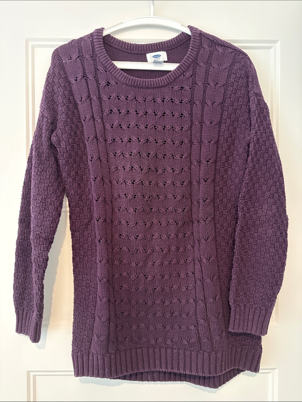 Old Navy Plum Cable Knit Crewneck Sweater